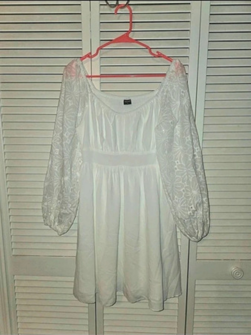 White Lace Sleeve Mini Dress Like New
